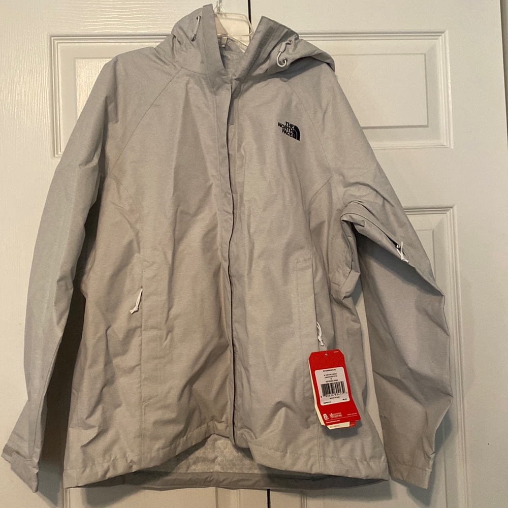 Light grey North Face rain jacket